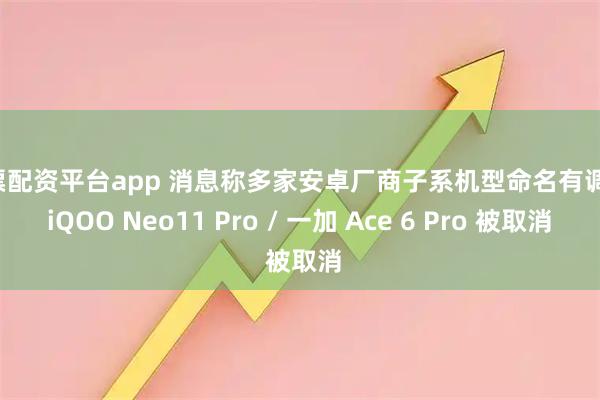股票配资平台app 消息称多家安卓厂商子系机型命名有调整,iQOO Neo11 Pro / 一加 Ace 6 Pro 被取消